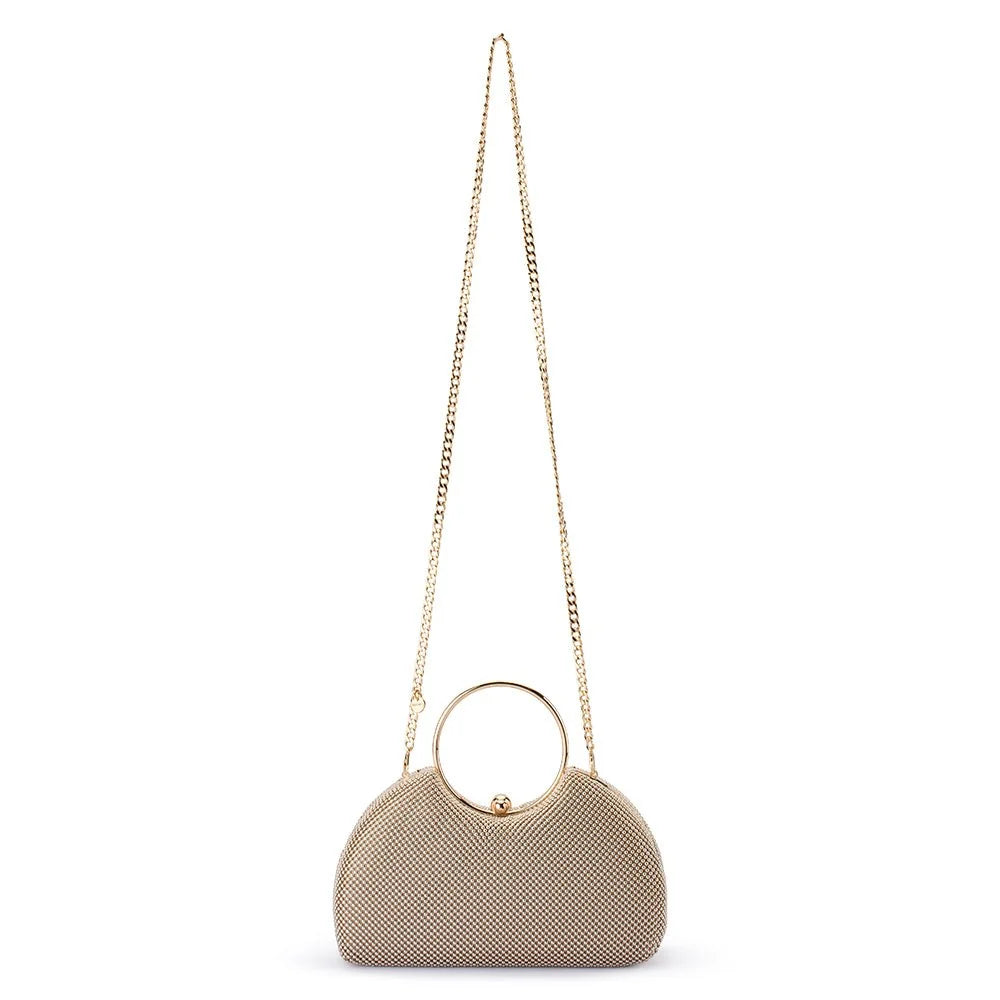 Olga Berg JAMIE Ball Mesh Top Handle - Gold