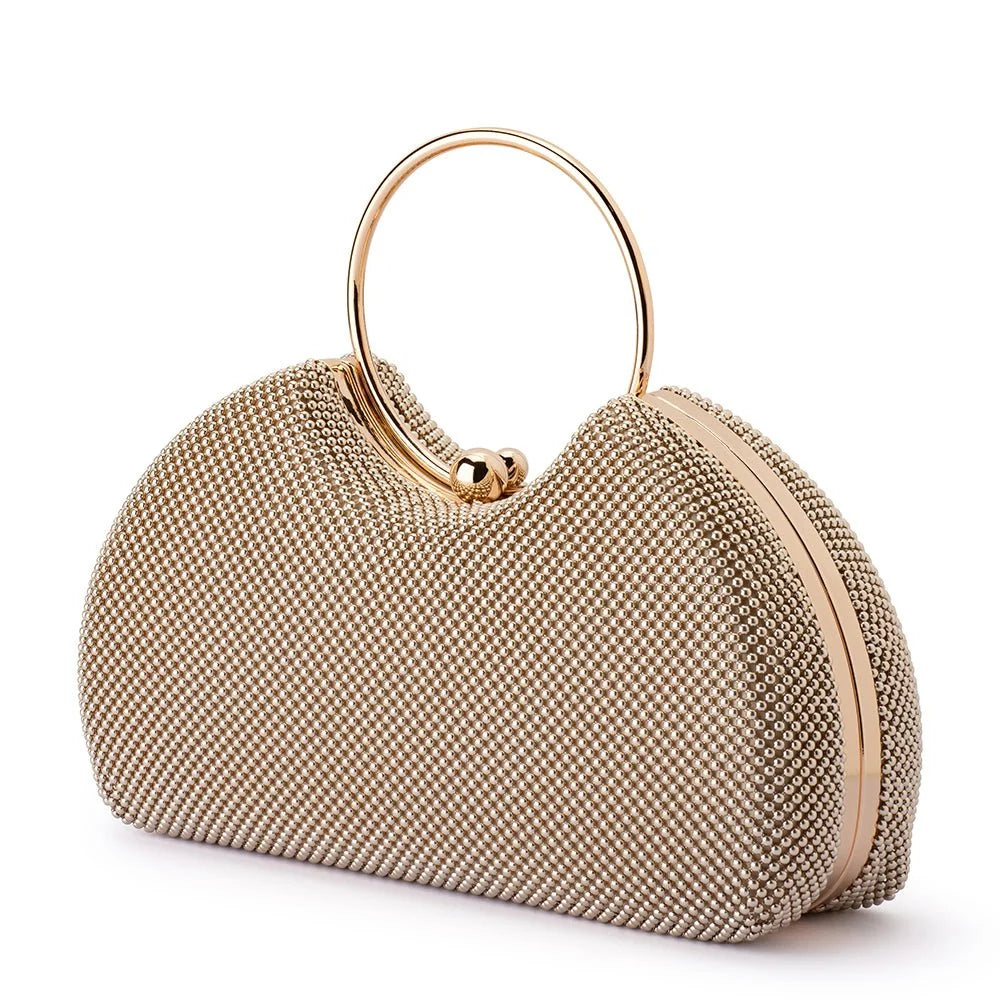 Olga Berg JAMIE Ball Mesh Top Handle - Gold