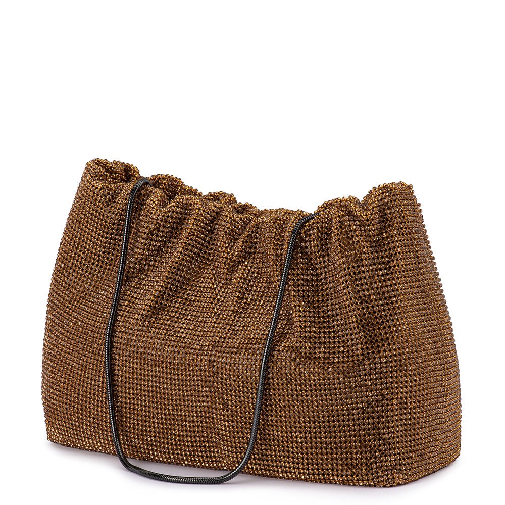 Olga Berg JESSIE Crystal Mesh Pouch - Bronze