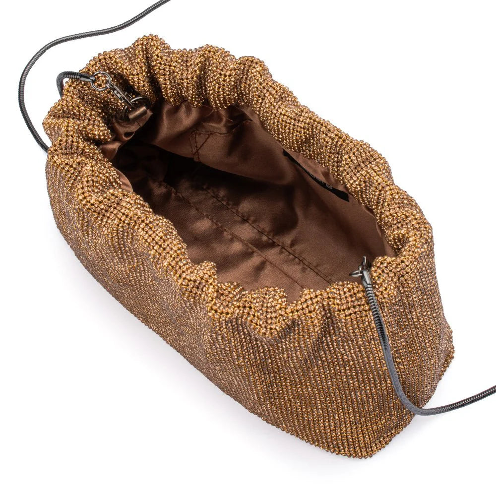Olga Berg JESSIE Crystal Mesh Pouch - Bronze