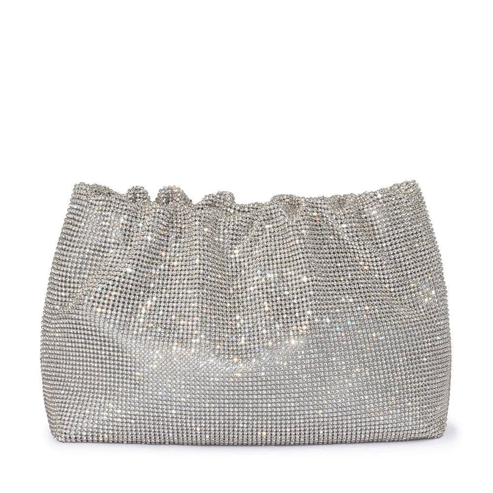 Olga Berg JESSIE Crystal Mesh Pouch - Silver