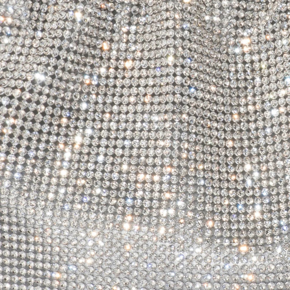 Olga Berg JESSIE Crystal Mesh Pouch - Silver