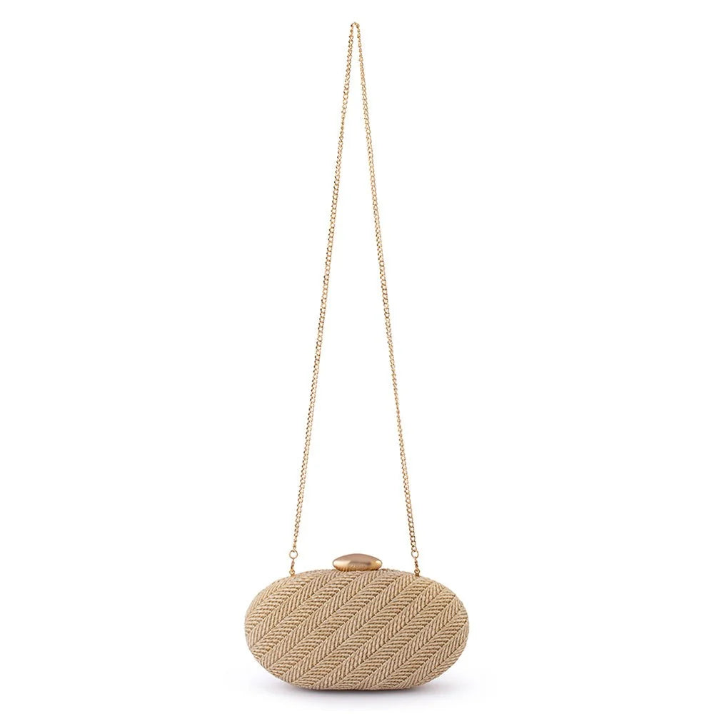 Olga Berg JOSIE Woven Clutch - Natural