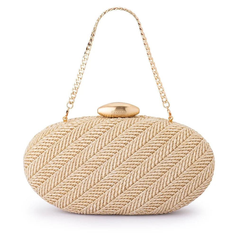 Olga Berg JOSIE Woven Clutch - Natural