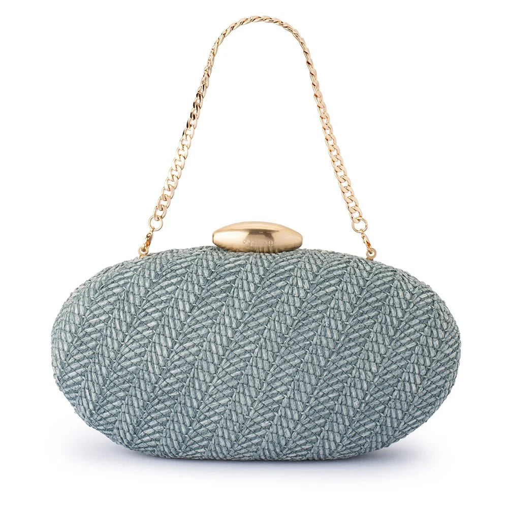 Olga Berg JOSIE Woven Clutch - Blue