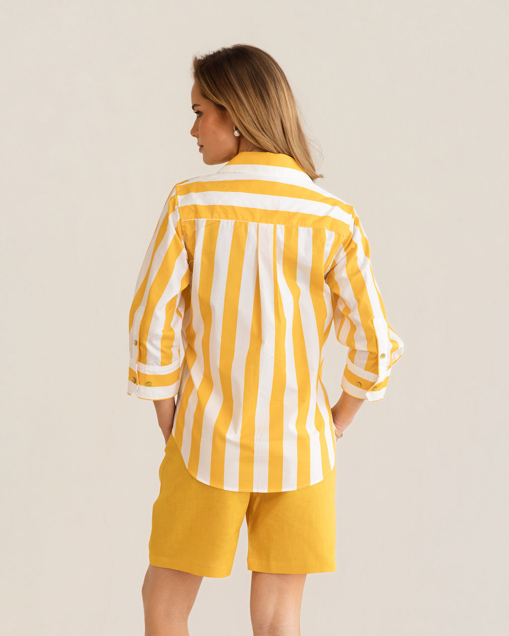 Kaleido 3/4 Sleeve Classic Shirt - Mango Block Stripe