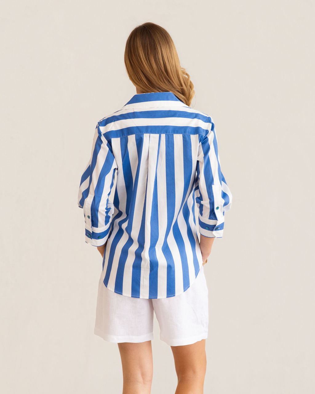 Kaleido 3/4 Sleeve Classic Shirt - Blue Block Stripe