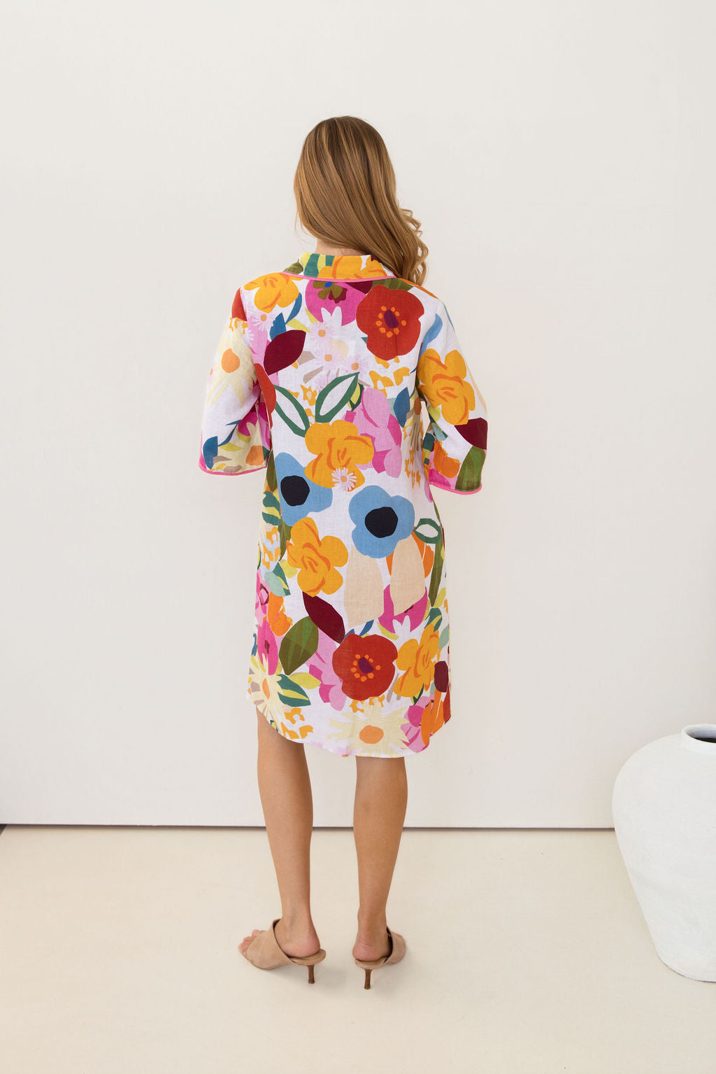 Kaleido Shirtmaker Dress With Trim - Bloom Burst