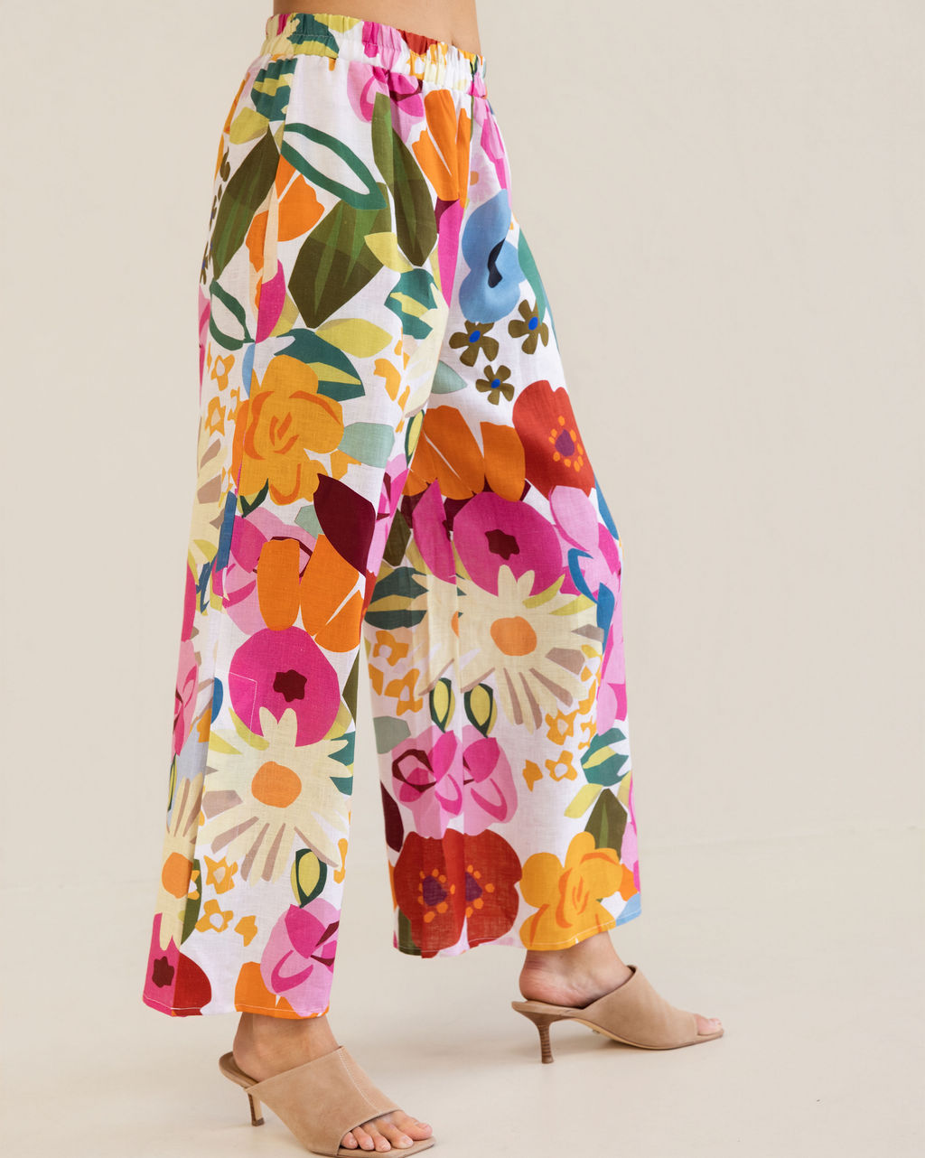 Kaleido Elastic Waist Split Leg Pant - Bloom Burst