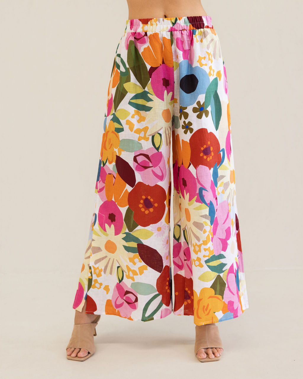 Kaleido Elastic Waist Split Leg Pant - Bloom Burst