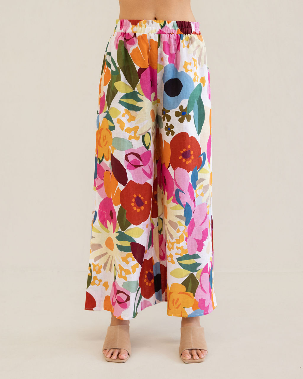 Kaleido Elastic Waist Split Leg Pant - Bloom Burst