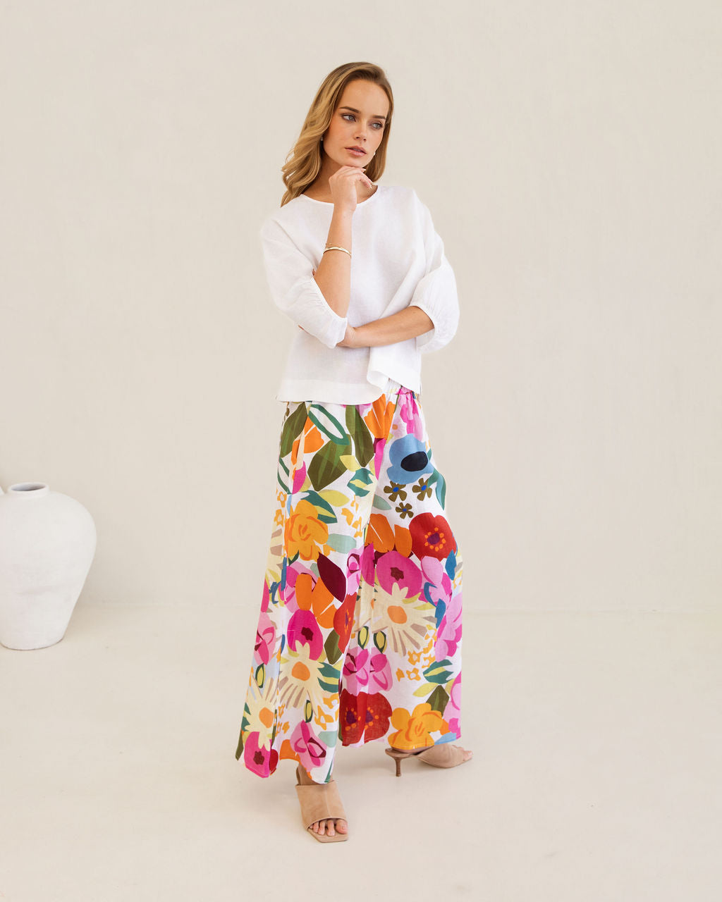 Kaleido Elastic Waist Split Leg Pant - Bloom Burst