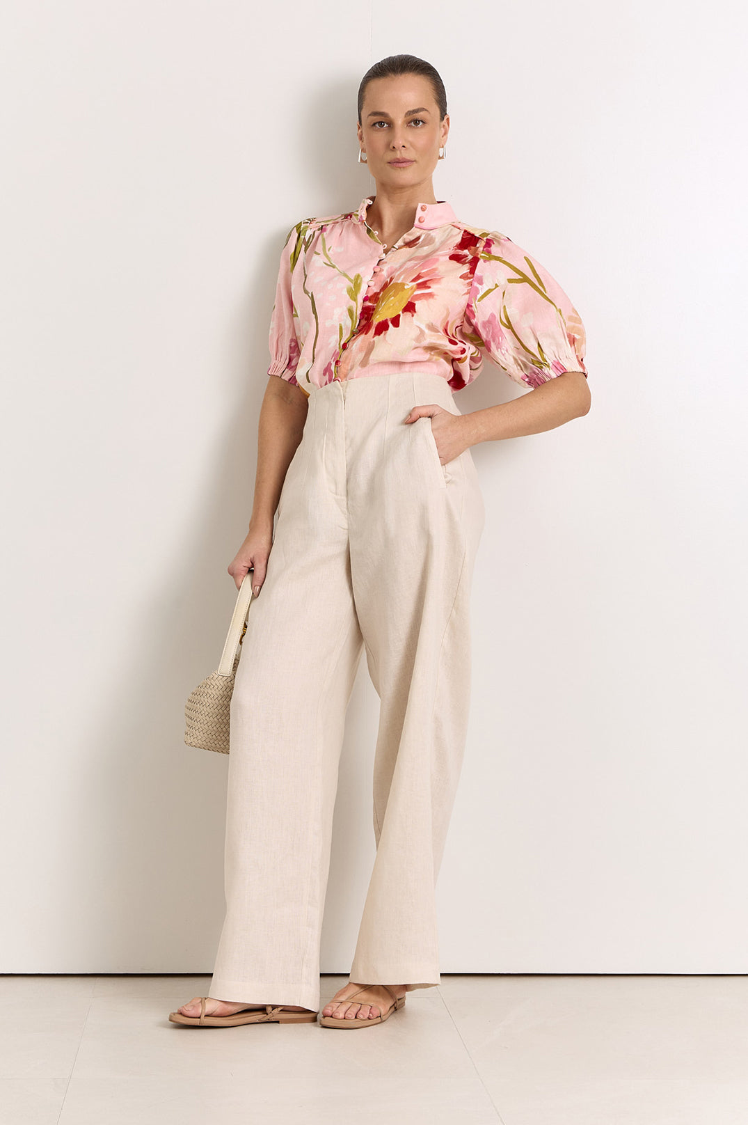 Adorne Lilian Linen Top - Cotswolds Print