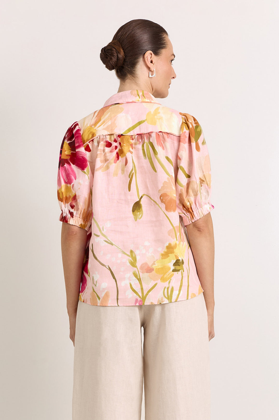 Adorne Lilian Linen Top - Cotswolds Print