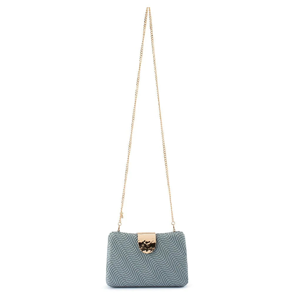 Olga Berg LINDY Woven Clutch - Blue