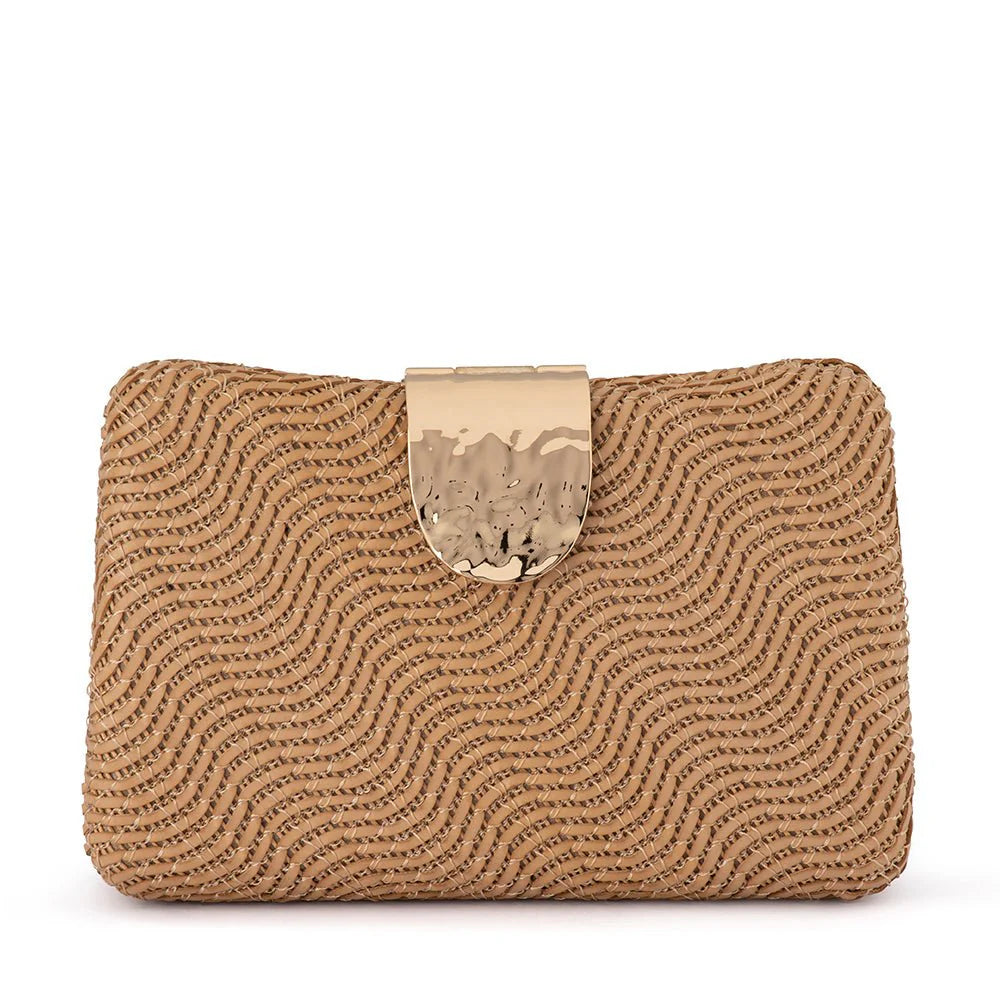Olga Berg LINDY Woven Clutch - Natural