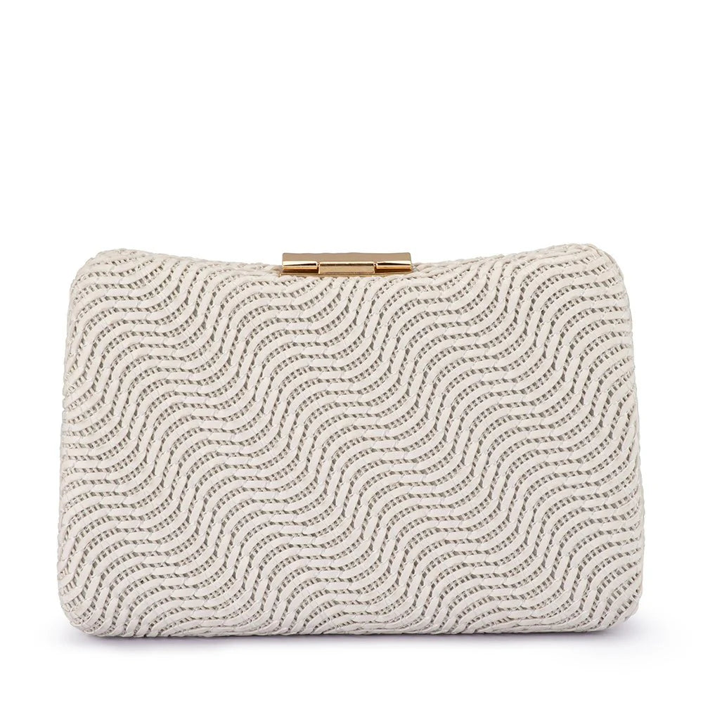 Olga Berg LINDY Woven Clutch - White