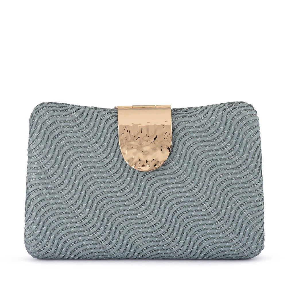 Olga Berg LINDY Woven Clutch - Blue