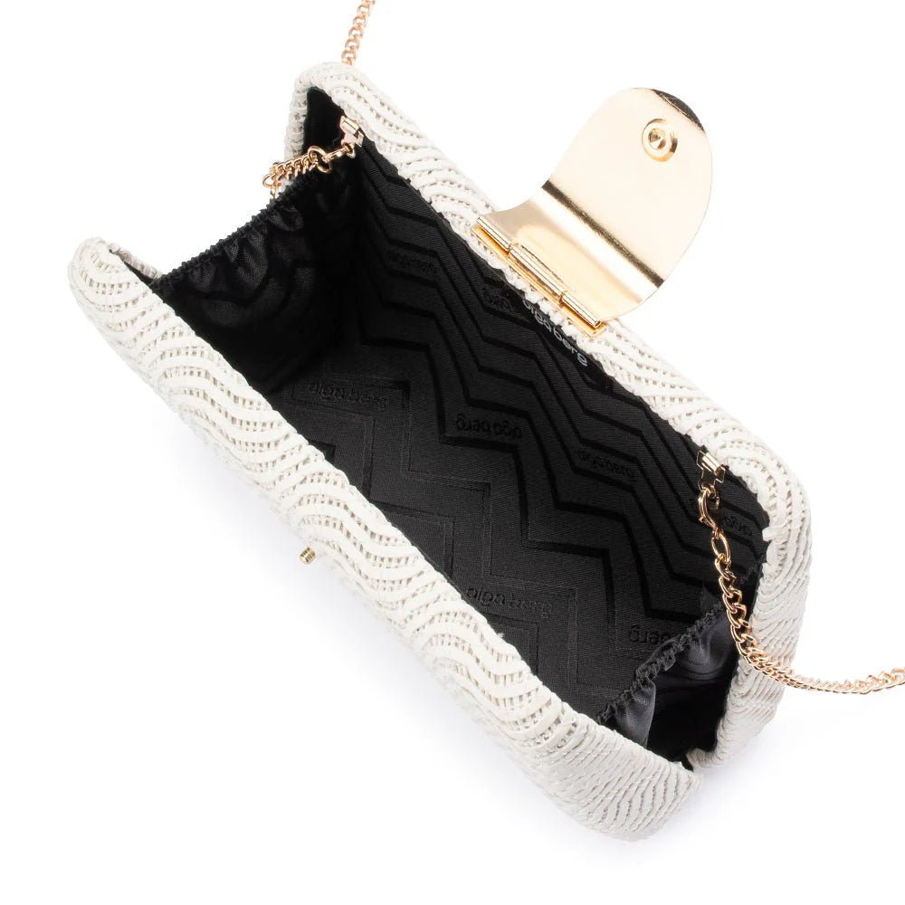 Olga Berg LINDY Woven Clutch - White