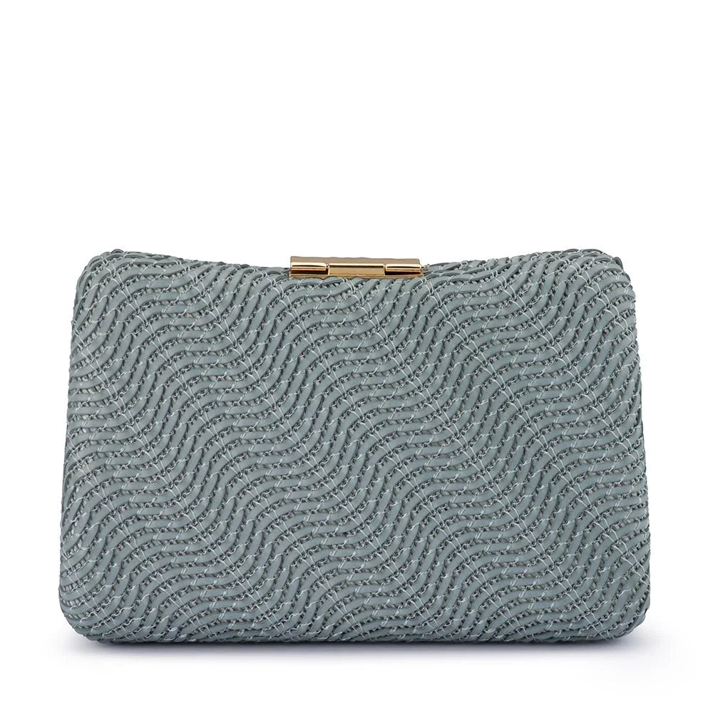 Olga Berg LINDY Woven Clutch - Blue