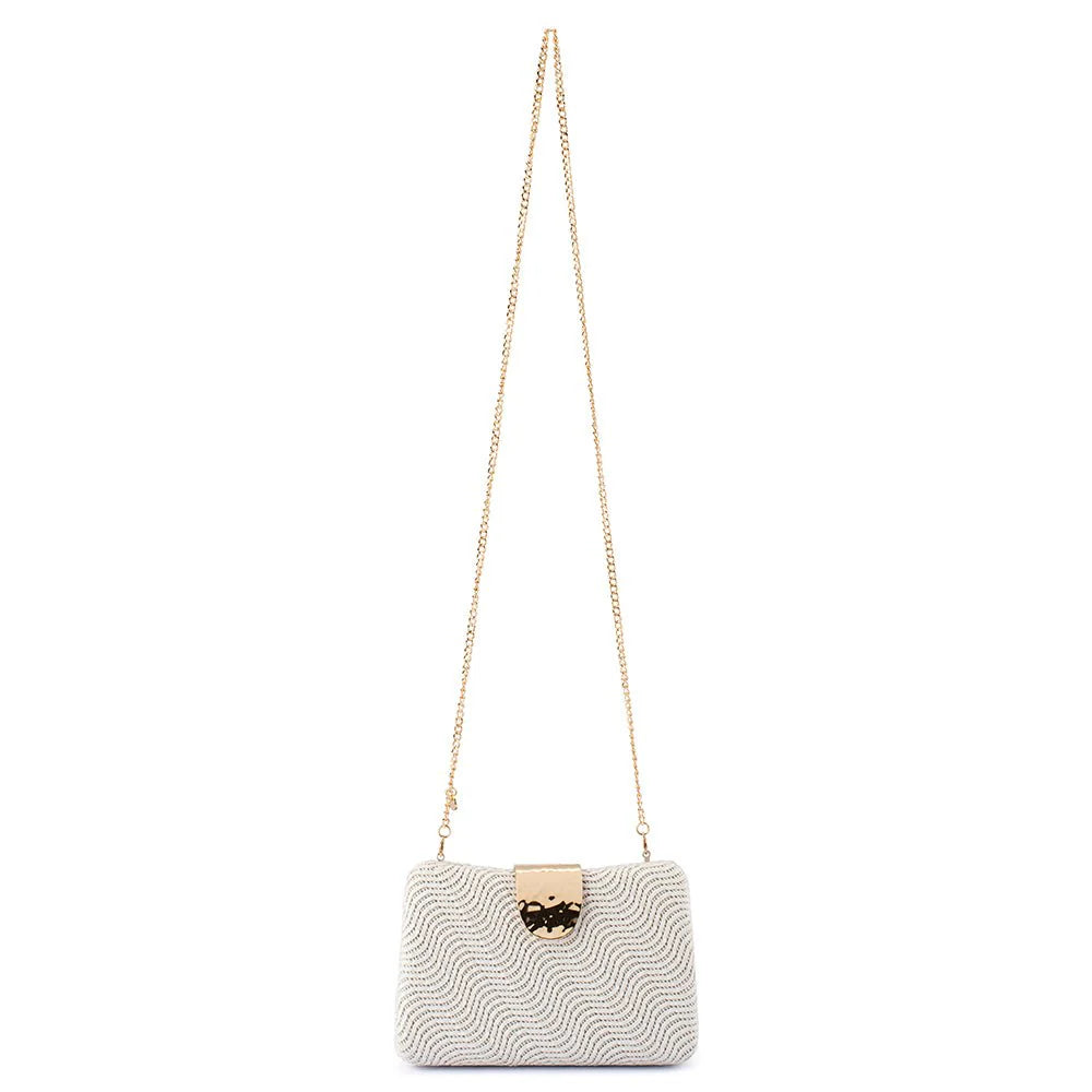 Olga Berg LINDY Woven Clutch - White