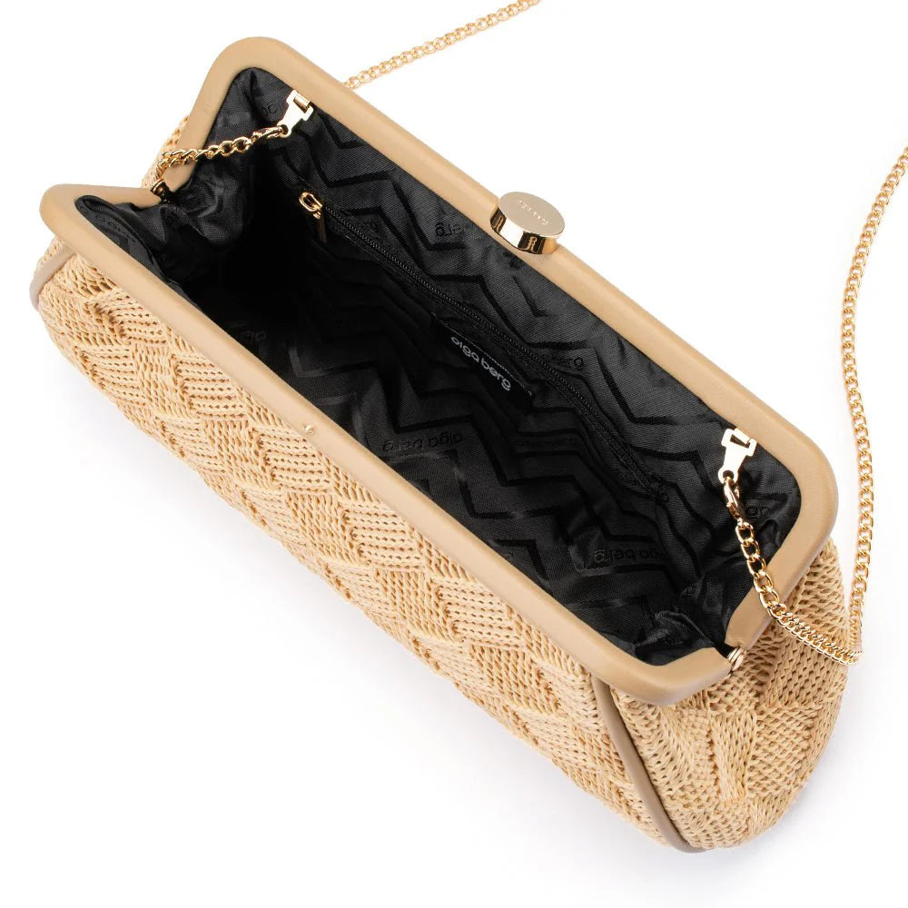 Olga Berg Lois Woven Frame Bag - Natural