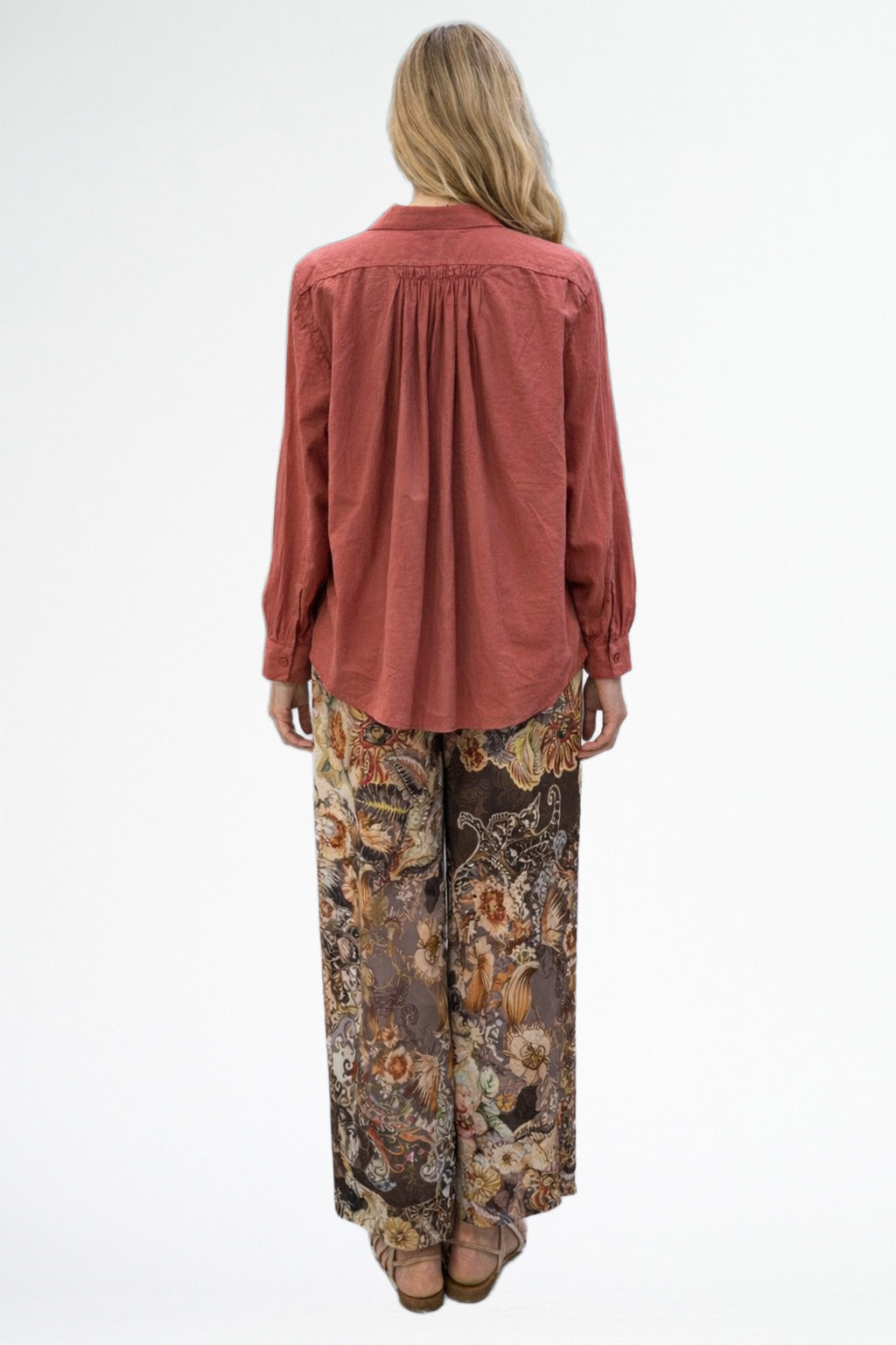 La Strada Floral Printed Pants - Multi Brown