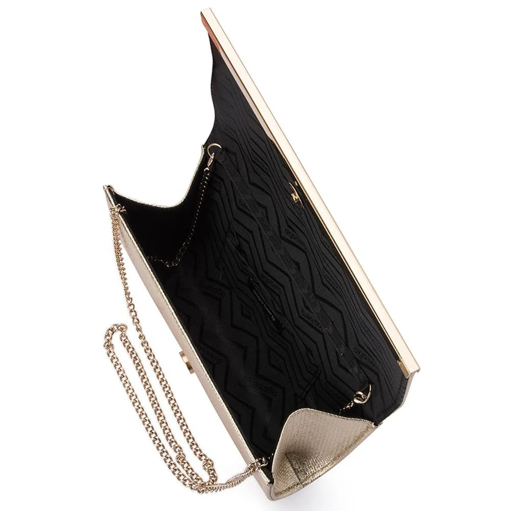 Olga Berg Maddie Metallic Embossed Foldover Clutch - Gold