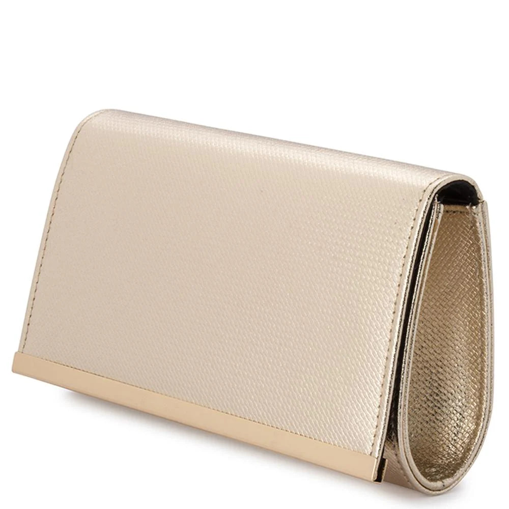 Olga Berg Maddie Metallic Embossed Foldover Clutch - Gold