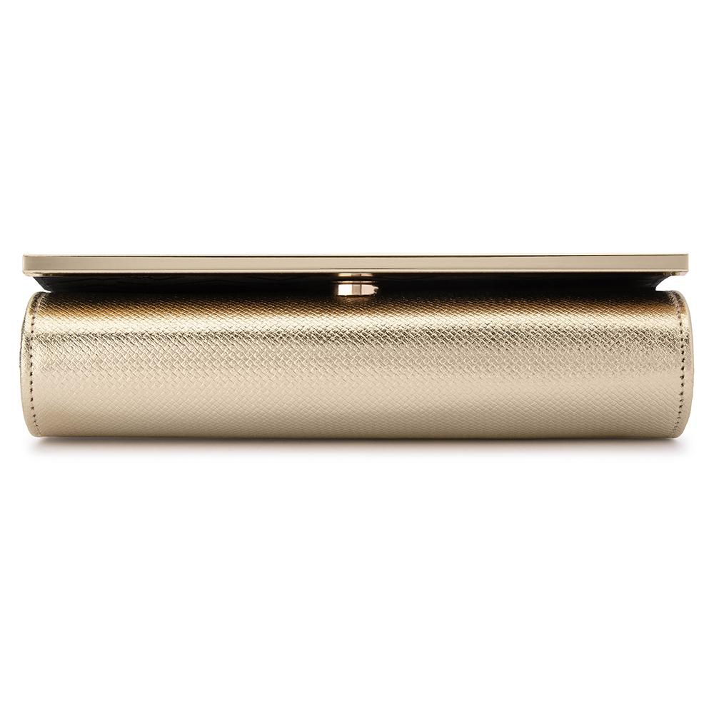 Olga Berg Maddie Metallic Embossed Foldover Clutch - Gold