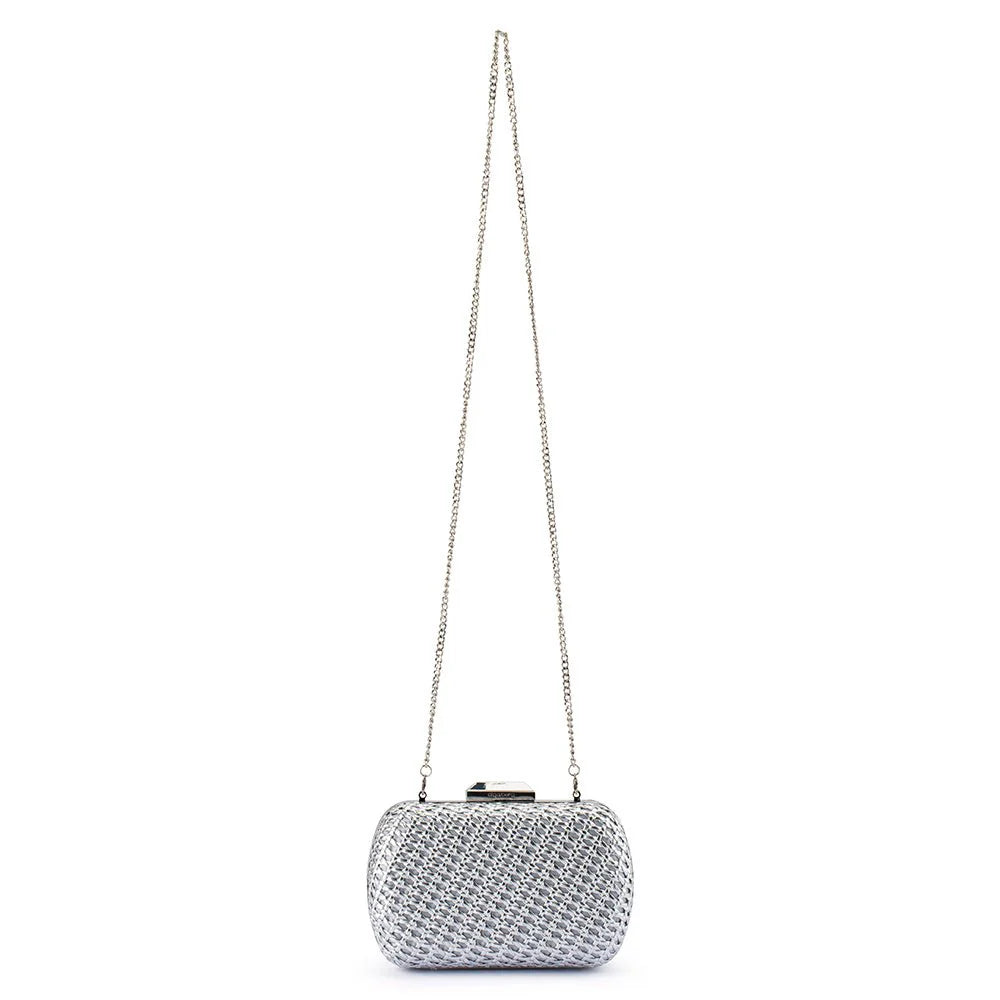 Olga Berg MALI Textured Clutch - Silver