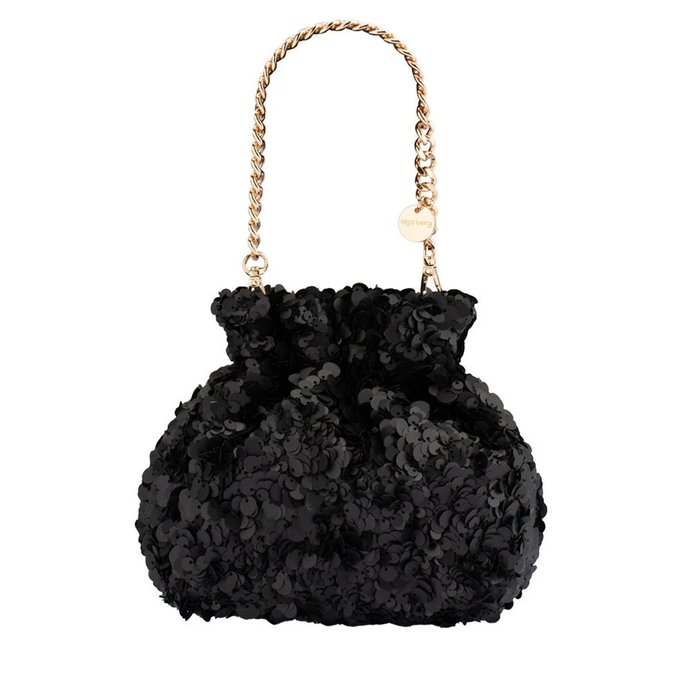 Olga Berg Mattie Sequin Pouch - Black