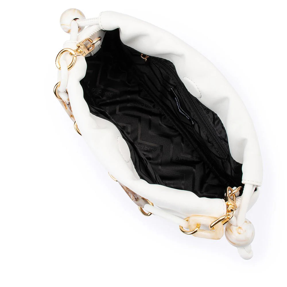 Olga Berg Mavis Acrylic Handle Pouch - White