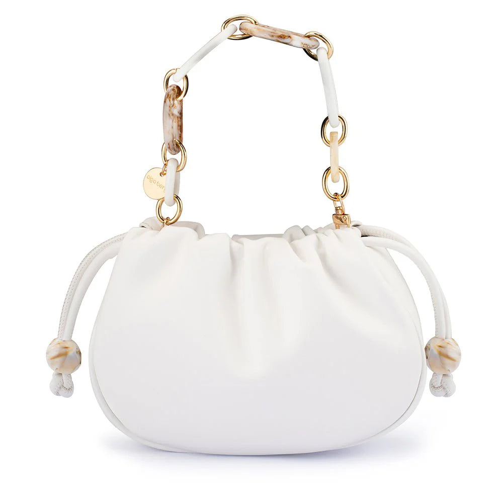 Olga Berg Mavis Acrylic Handle Pouch - White