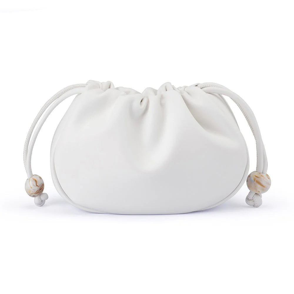 Olga Berg Mavis Acrylic Handle Pouch - White