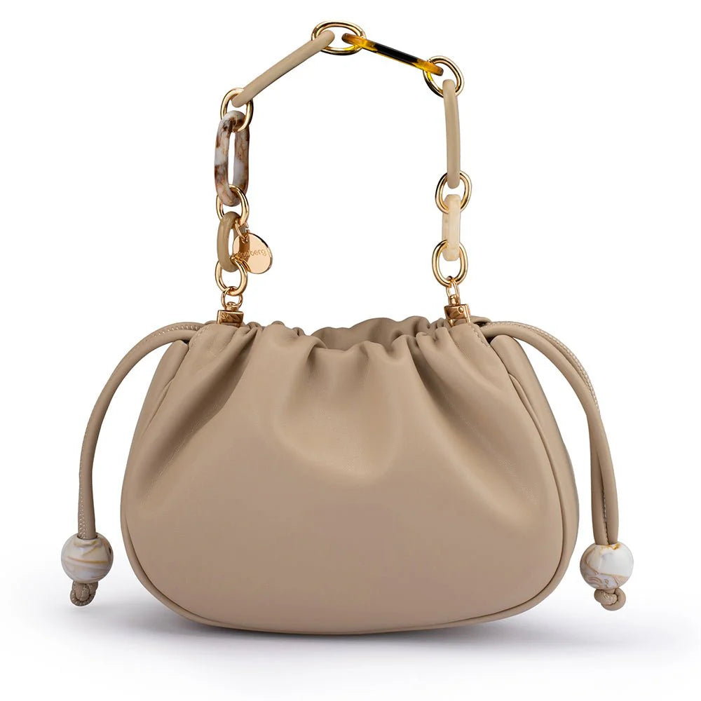 Olga Berg Mavis Acrylic Handle Pouch - Natural