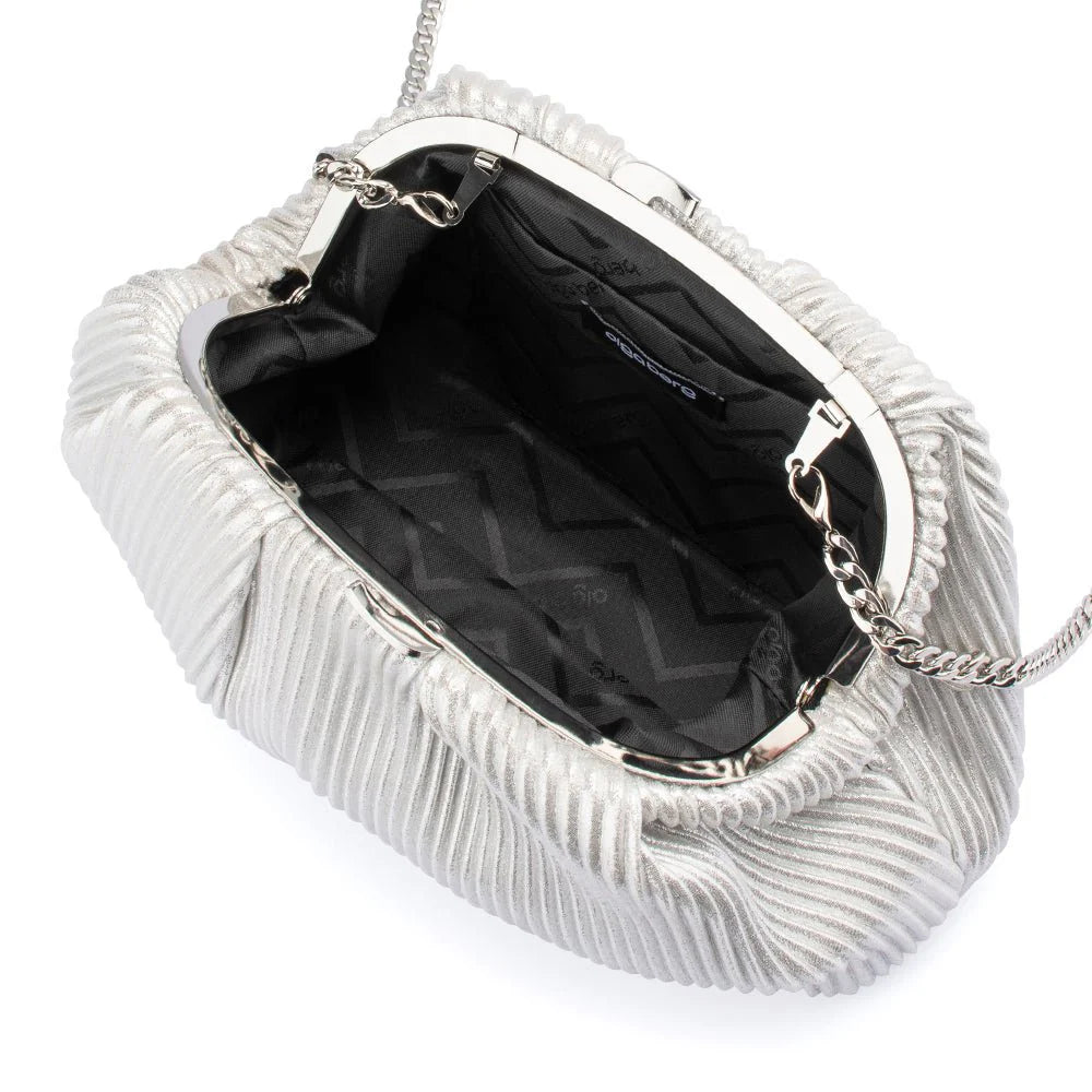 Olga Berg NAOMI Pleated Clutch - Silver