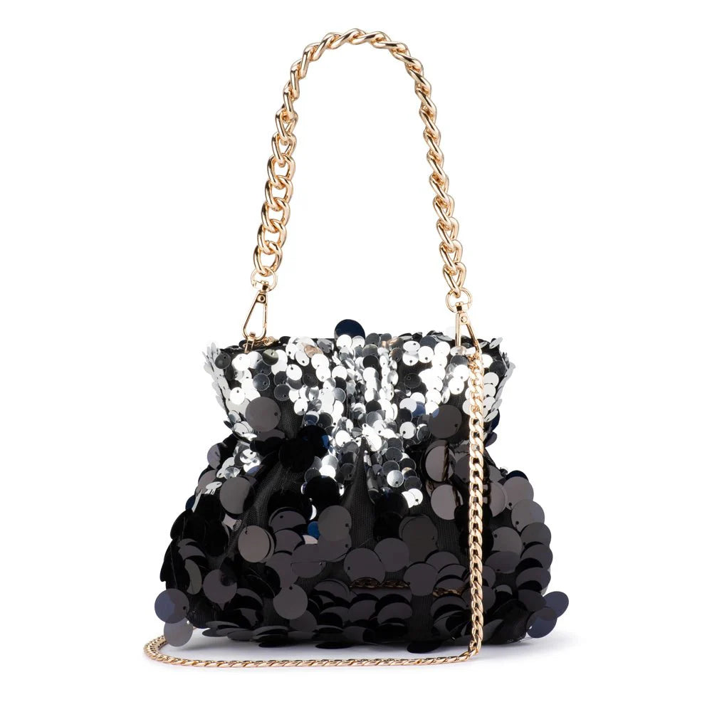 Olga Berg PEDRO Sequin Pouch - Black