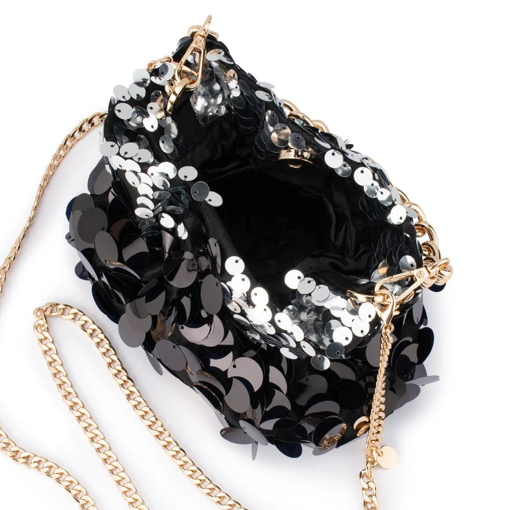 Olga Berg PEDRO Sequin Pouch - Black