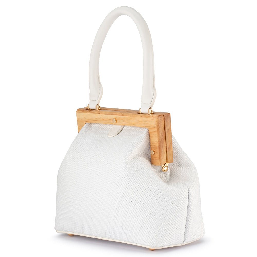 Olga Berg Piper Straw Handle Bag - White