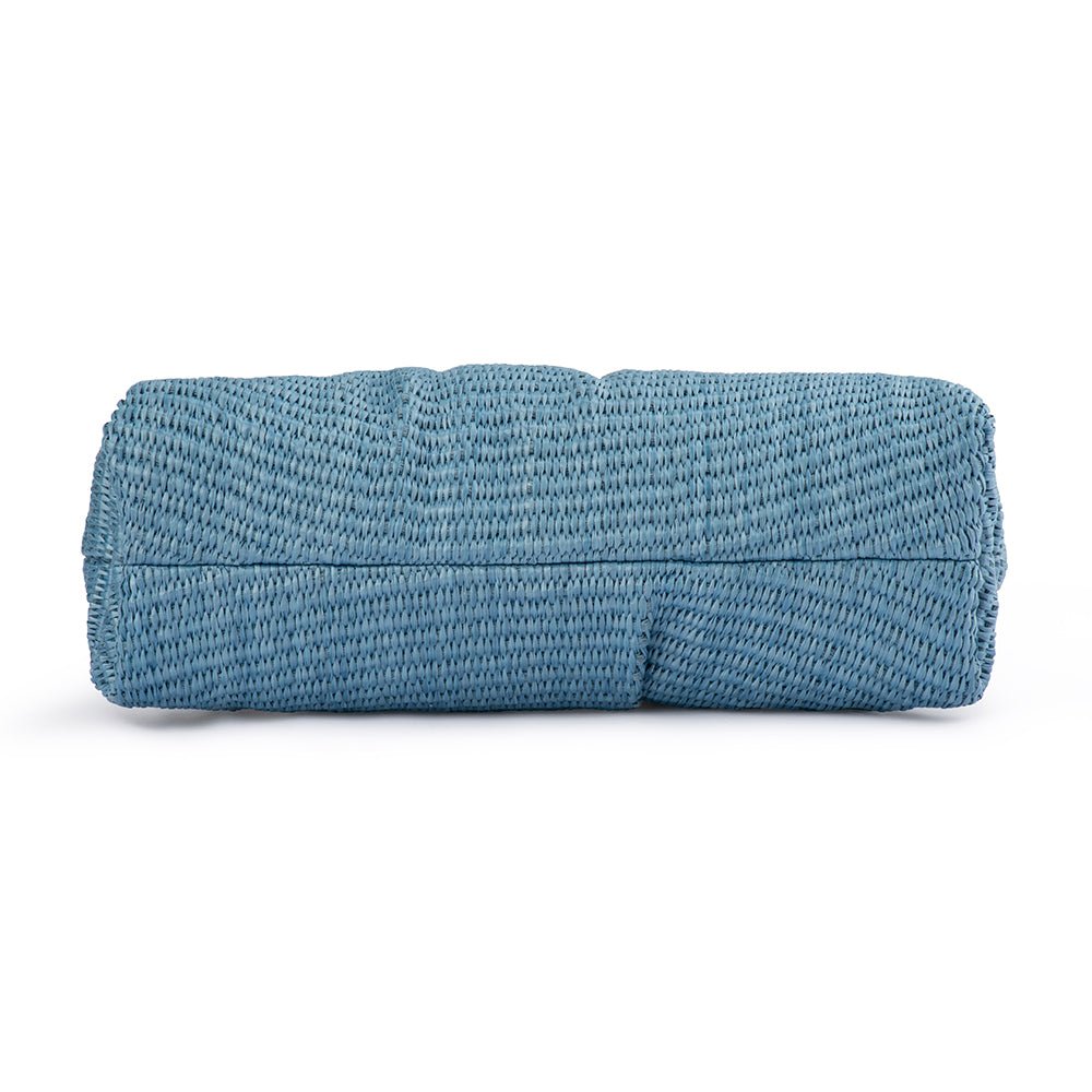 Olga Berg Queenie Gathered Woven Clutch - Blue