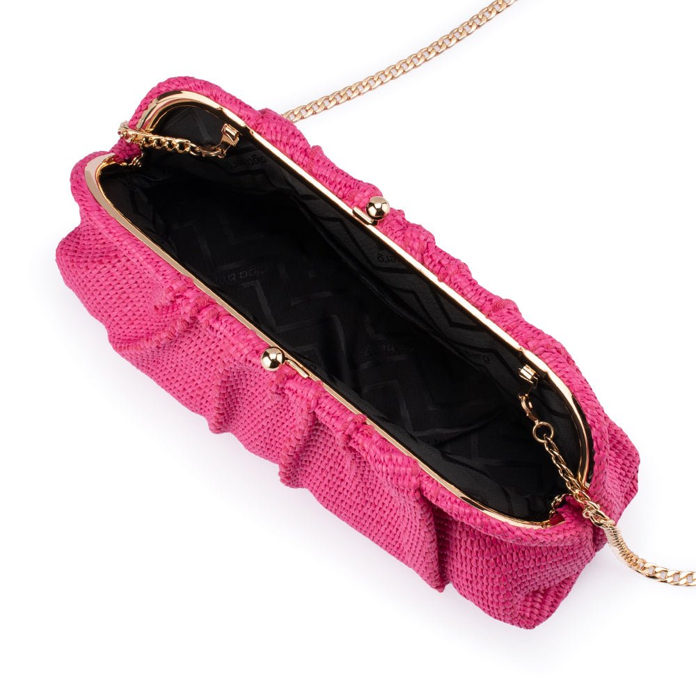 Olga Berg Queenie Gathered Woven Clutch - Pink