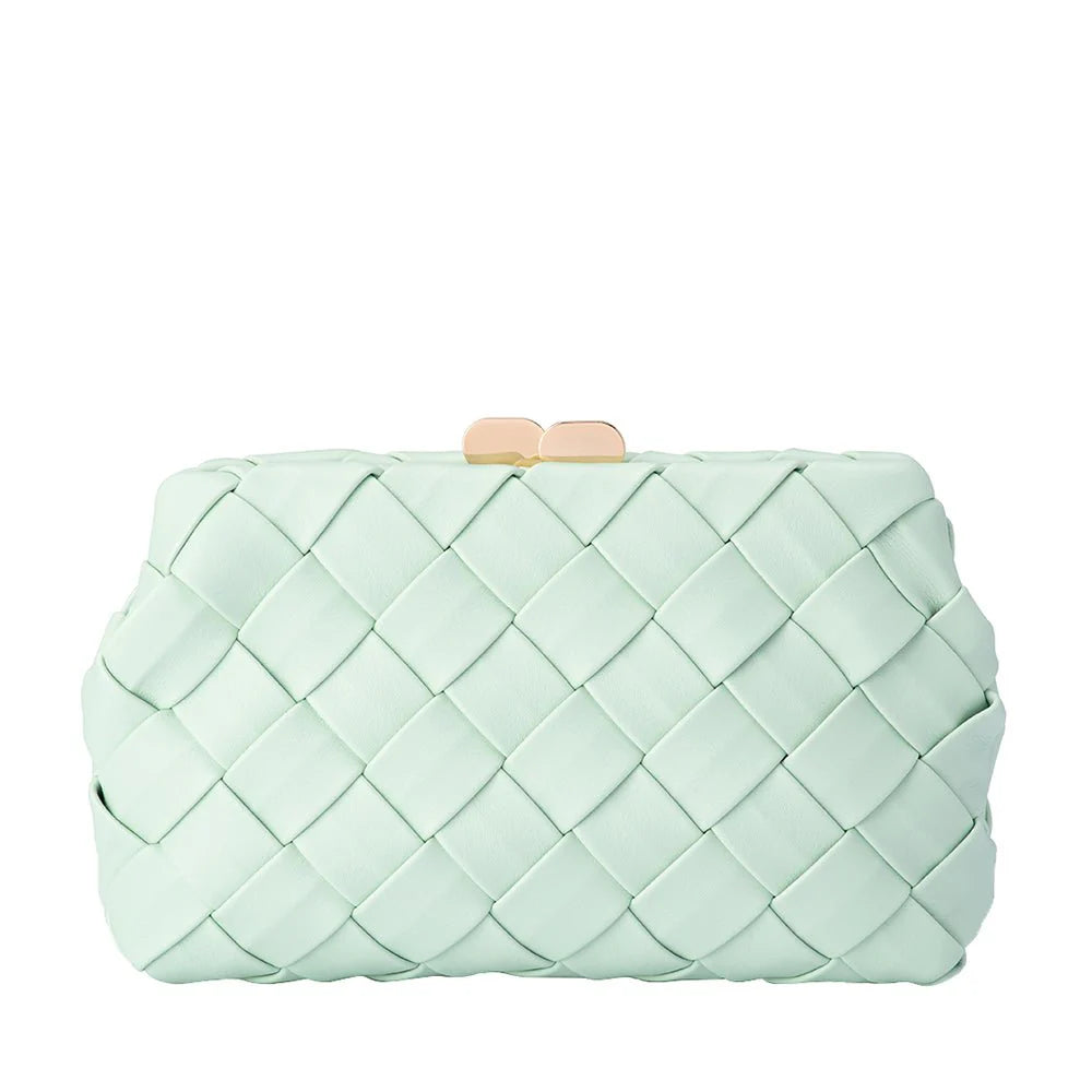 Olga Berg QUINN Woven Clutch - Mint