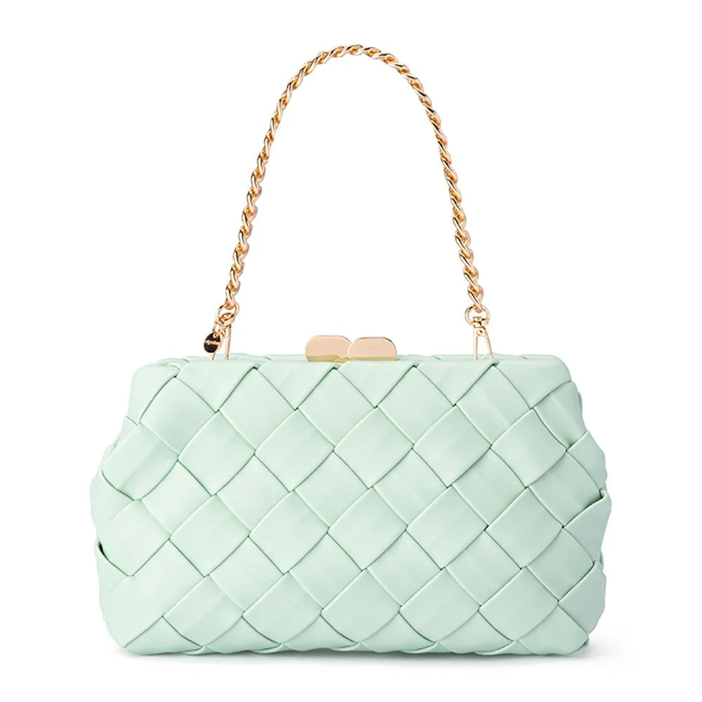 Olga Berg QUINN Woven Clutch - Mint