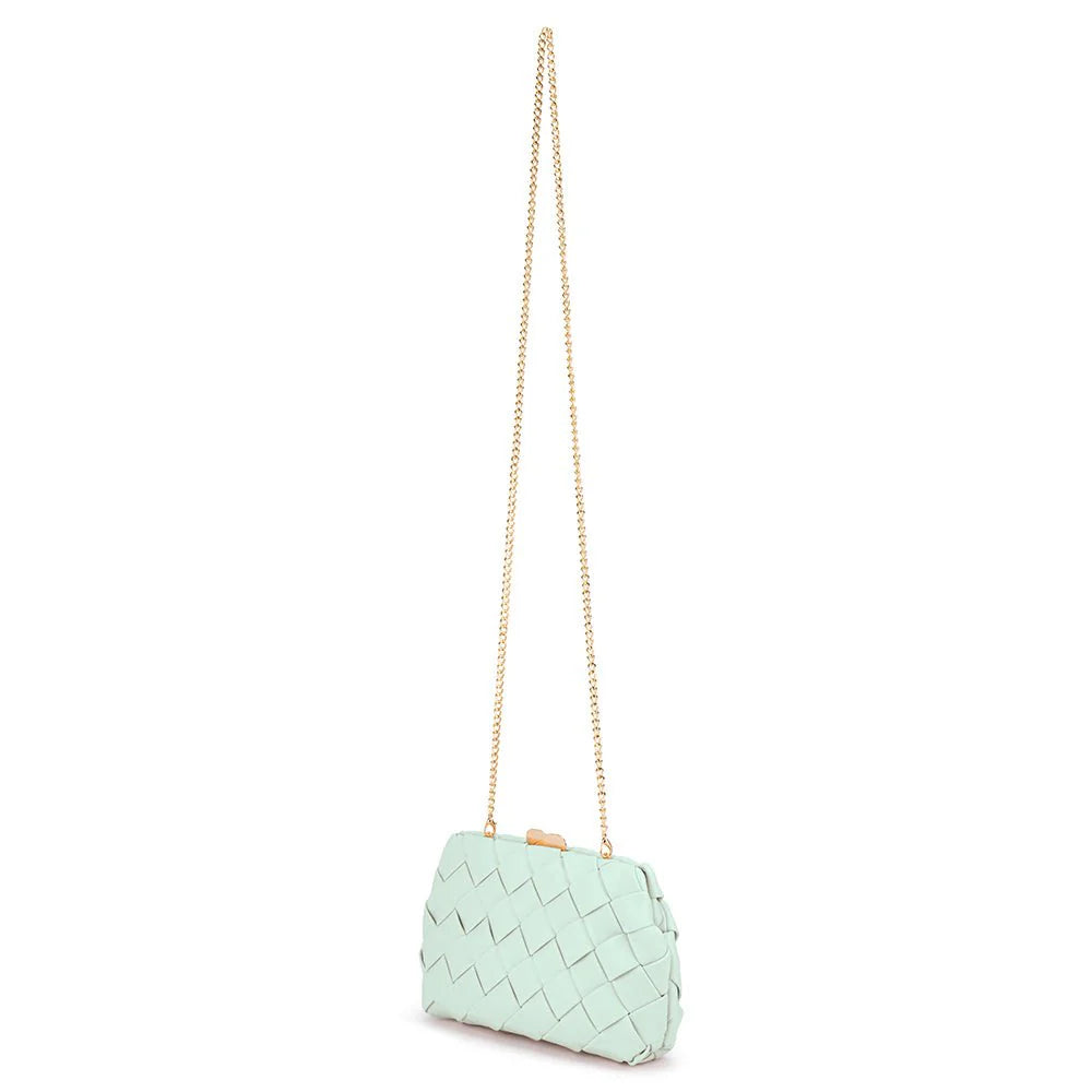 Olga Berg QUINN Woven Clutch - Mint