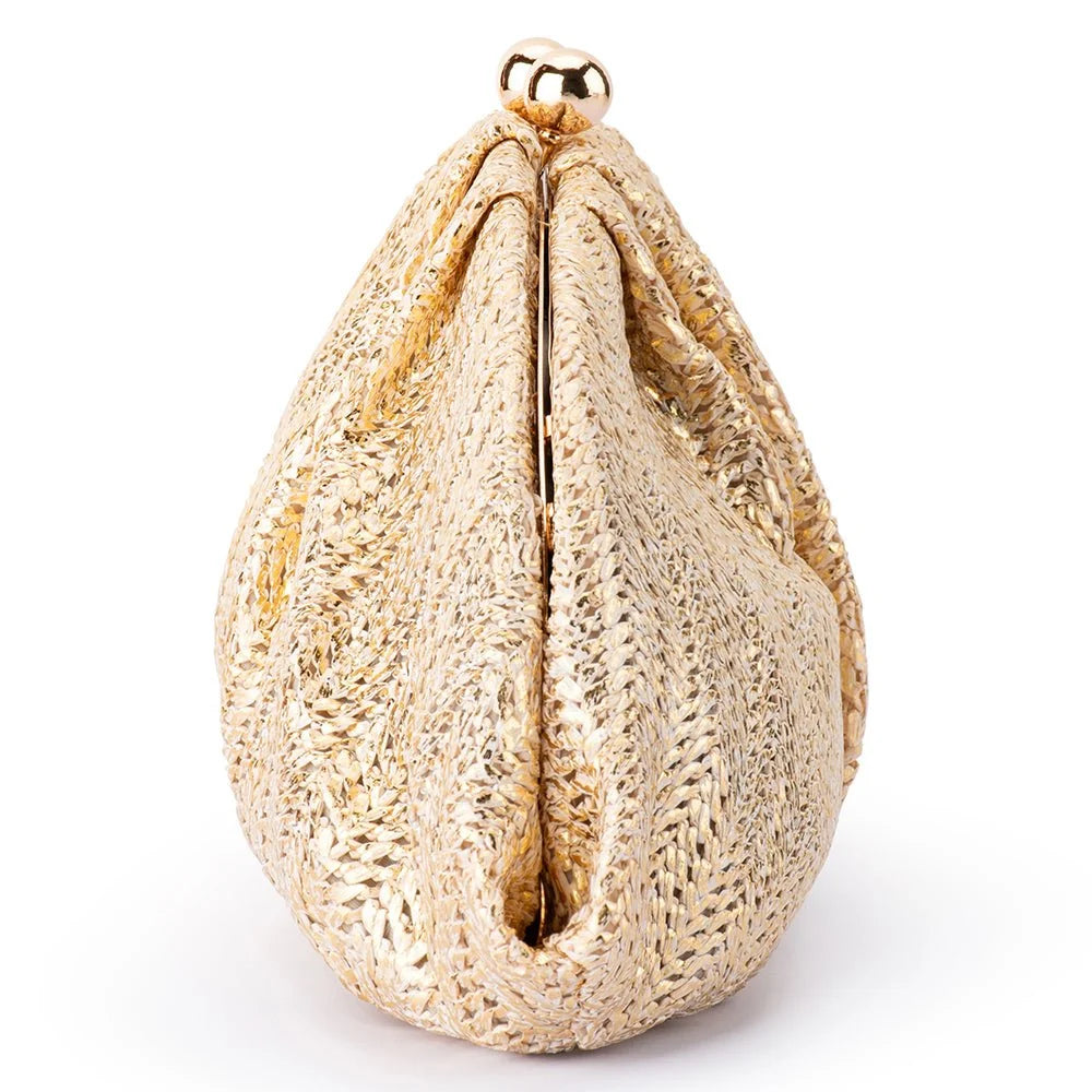 Olga Berg RITA Woven Clutch - Gold