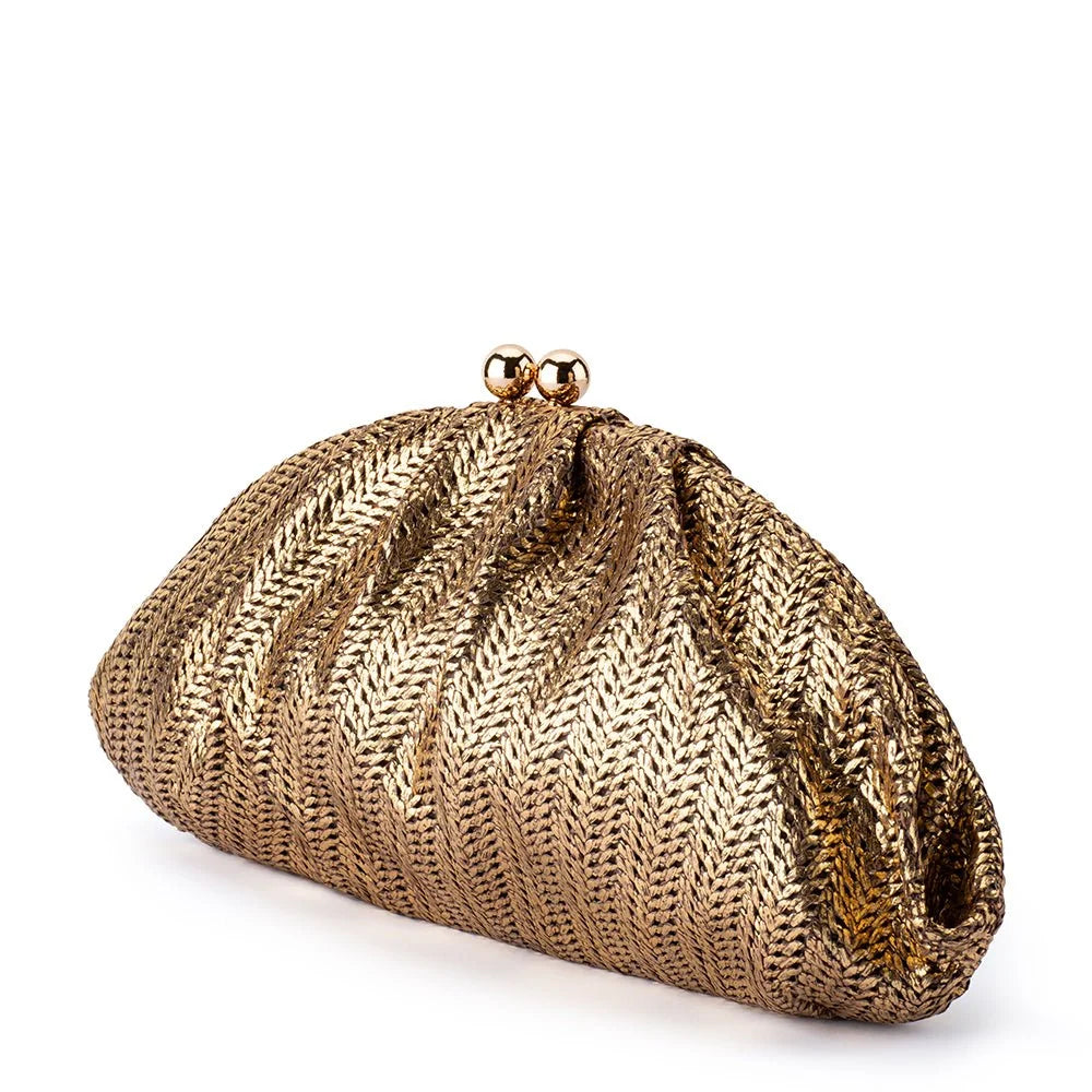 Olga Berg RITA Woven Clutch - Bronze