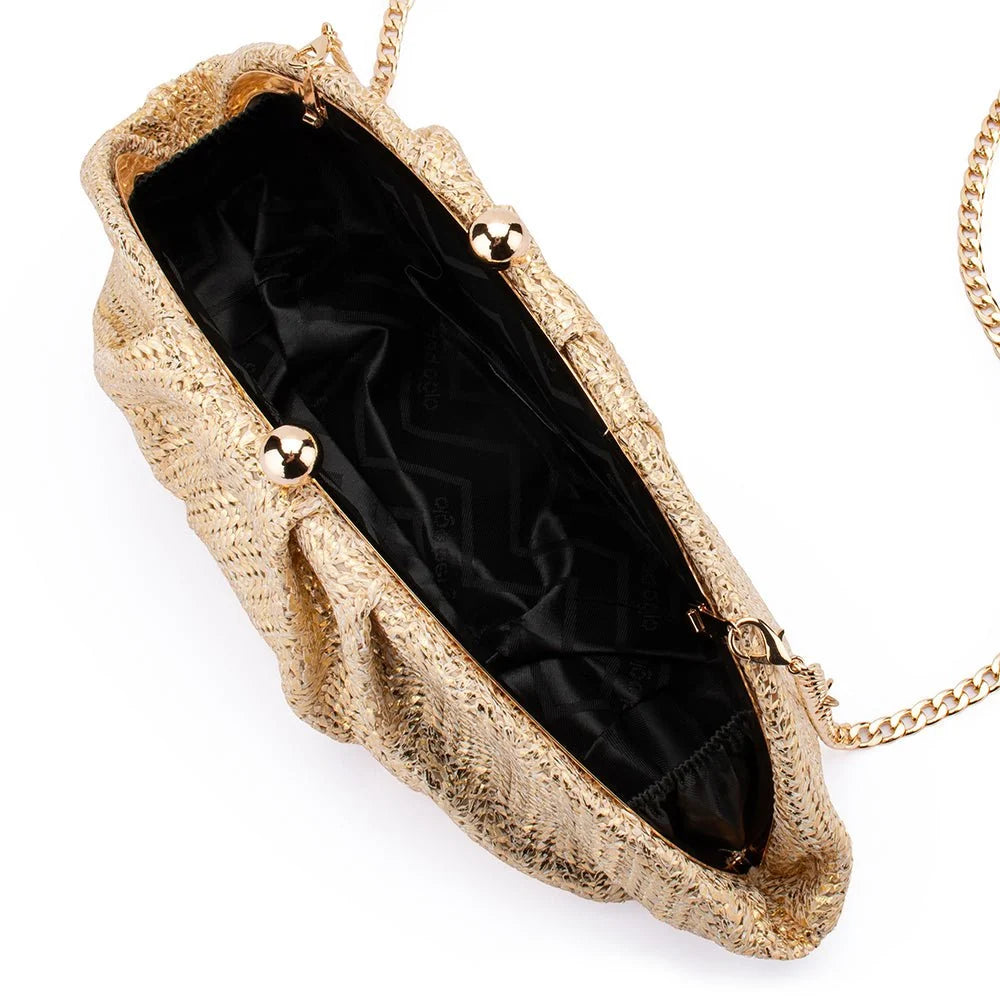 Olga Berg RITA Woven Clutch - Gold