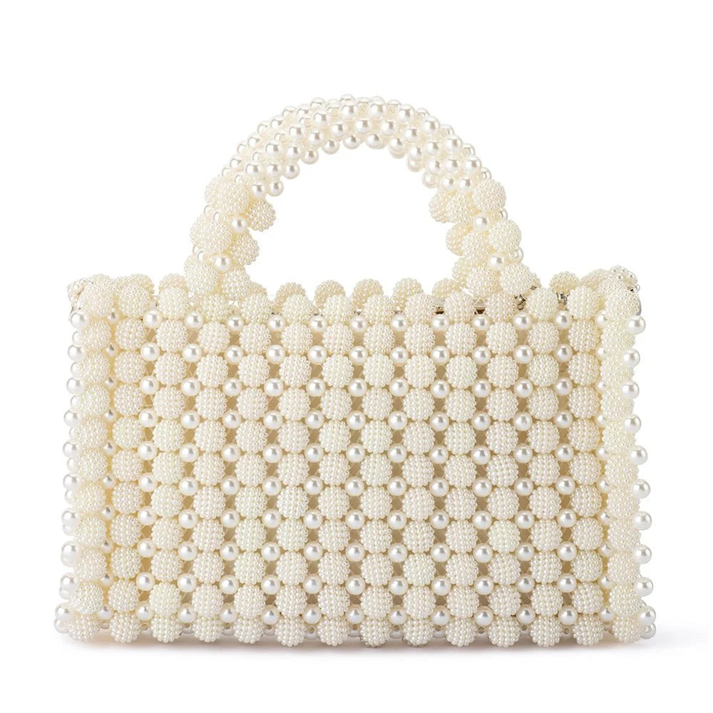 Olga Berg SALLY Beaded Top Handle Bag - Ivory