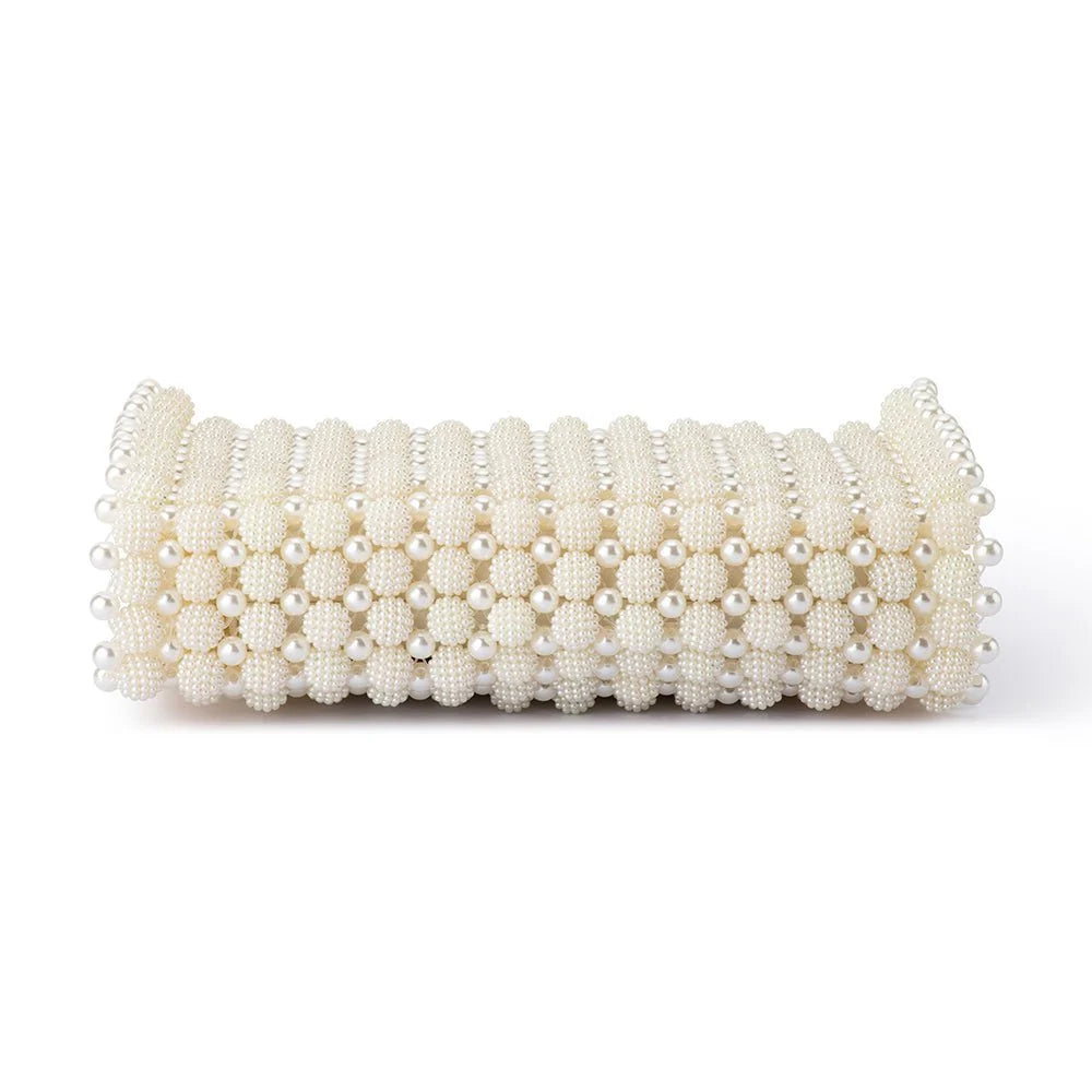 Olga Berg SALLY Beaded Top Handle Bag - Ivory